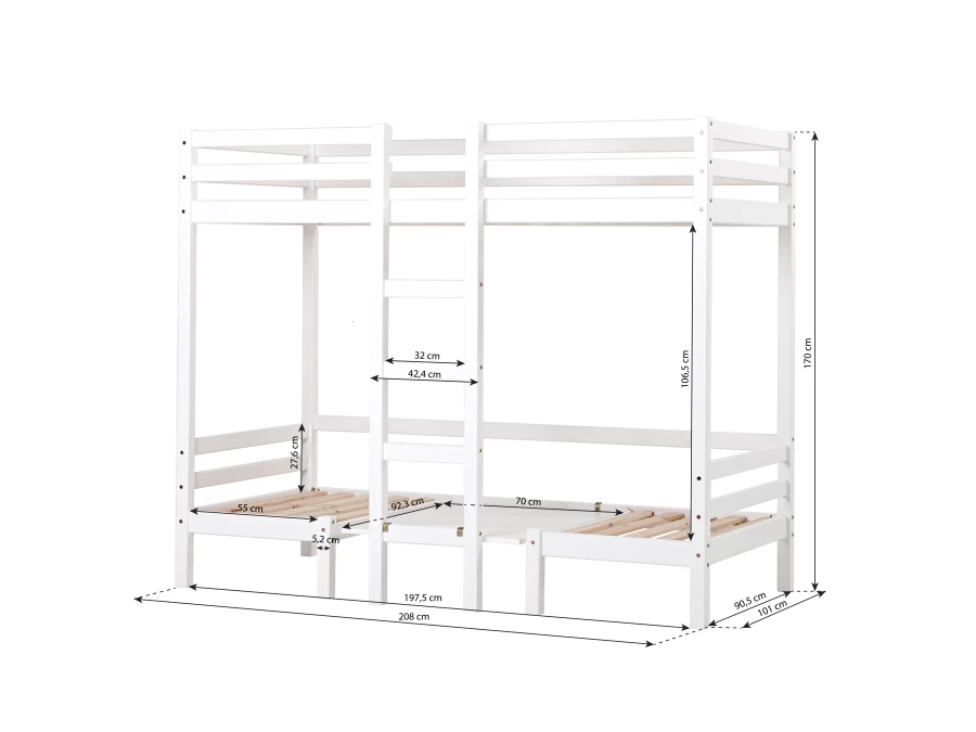 Hoppekids ECO Dream Jumbo stapelbed 90x200 - wit - Afbeelding 11