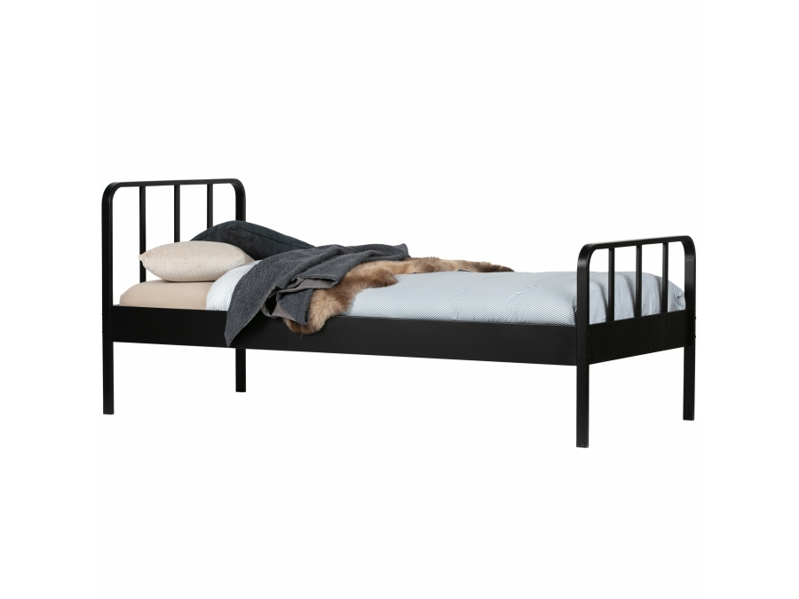 Woood Mees metalen bed 90x200 zwart