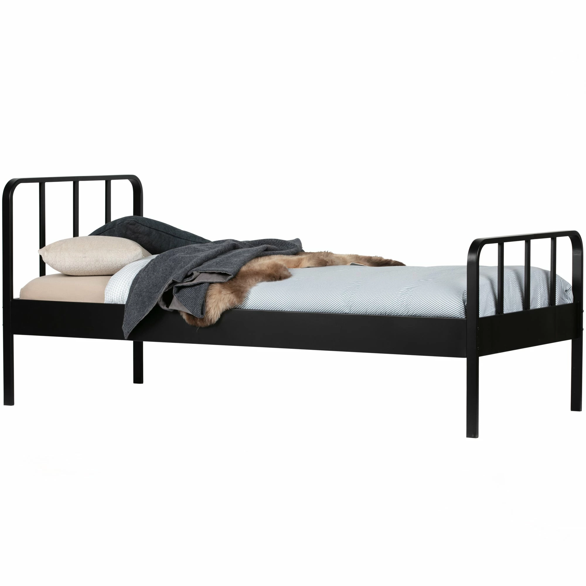 Woood Mees metalen bed 90x200 zwart