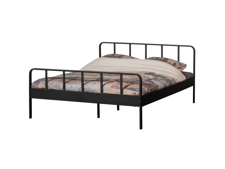 Woood Mees metalen tweepersoonsbed 160x200 - zwart