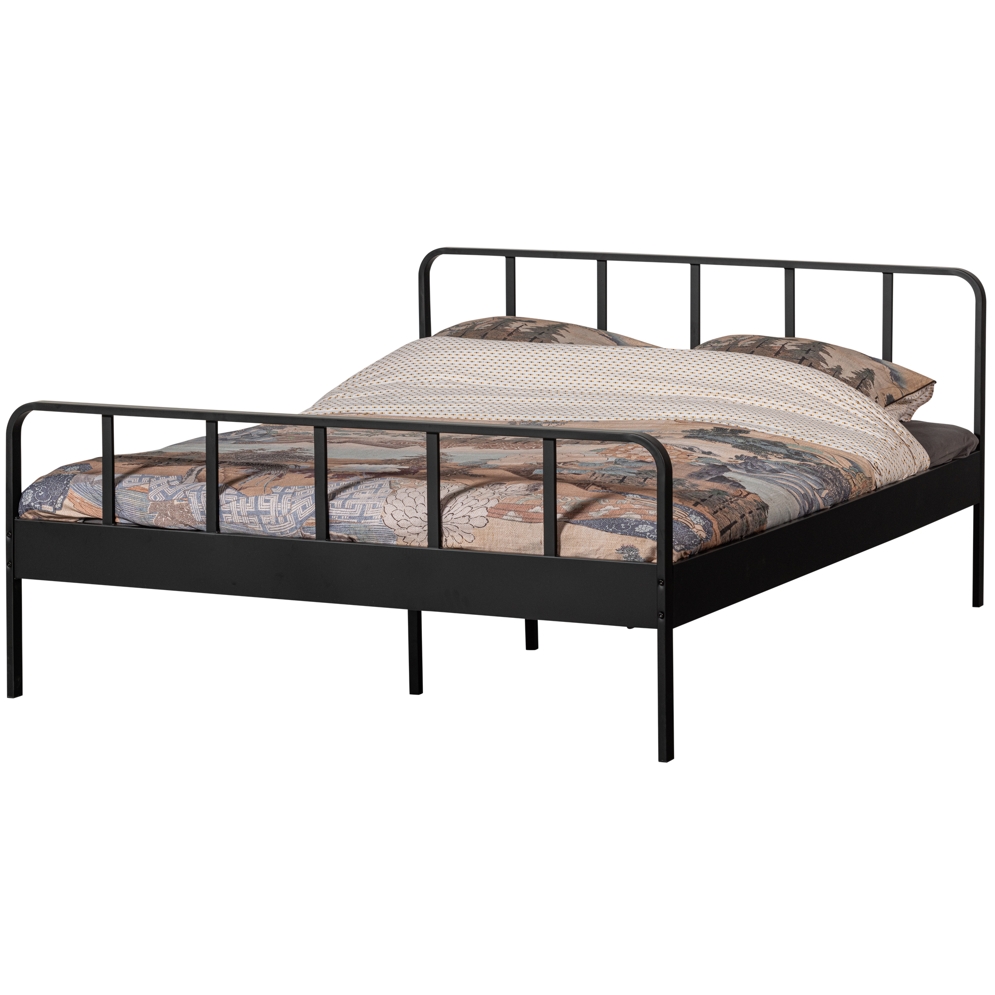 Woood Mees metalen tweepersoonsbed 160x200 - zwart
