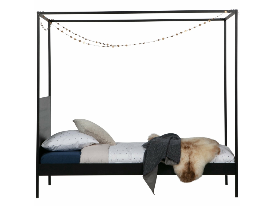 Woood Dani metalen hemelbed 90x200 zwart - Afbeelding 2