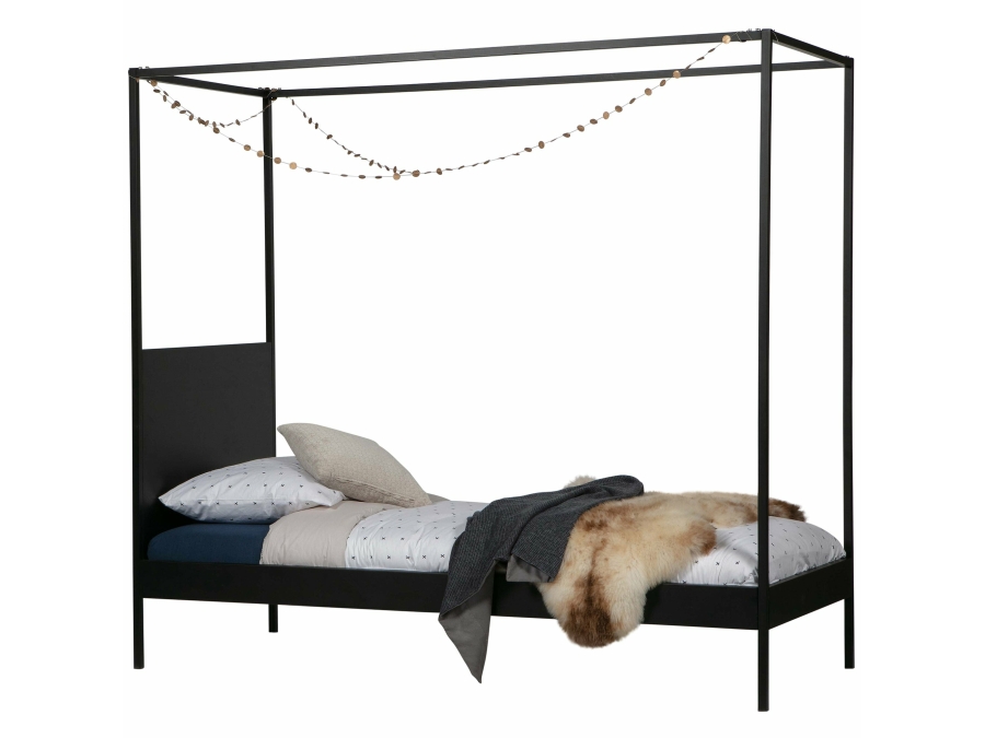 Woood Dani metalen hemelbed 90x200 zwart