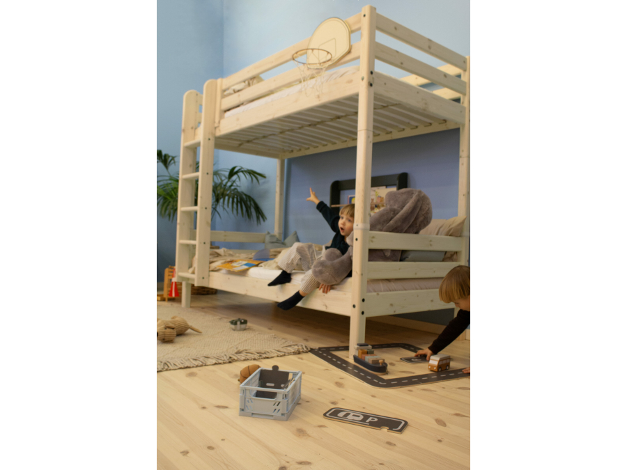 Flexa Classic RAW stapelbed met rechte ladder 90x200 grenen - Afbeelding 8