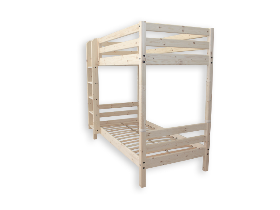 Flexa Classic RAW stapelbed met rechte ladder 90x200 grenen - Afbeelding 2
