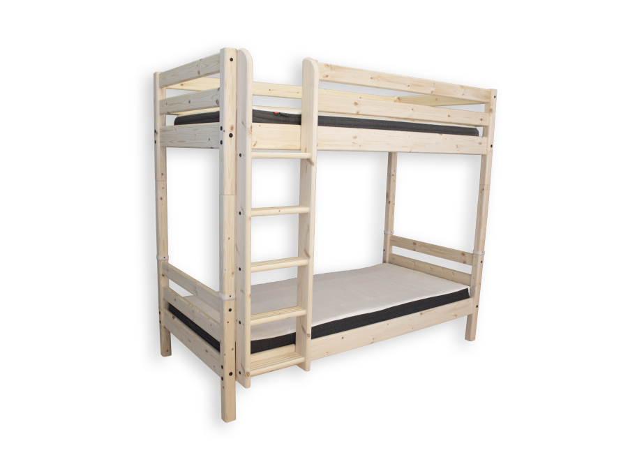Flexa Classic RAW stapelbed met rechte ladder 90x200 grenen - Afbeelding 3