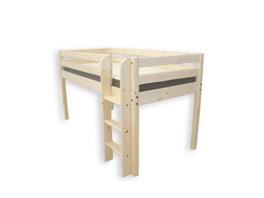 Flexa Classic RAW halfhoogslaper m. rechte ladder 90x200 grenen - Afbeelding 4
