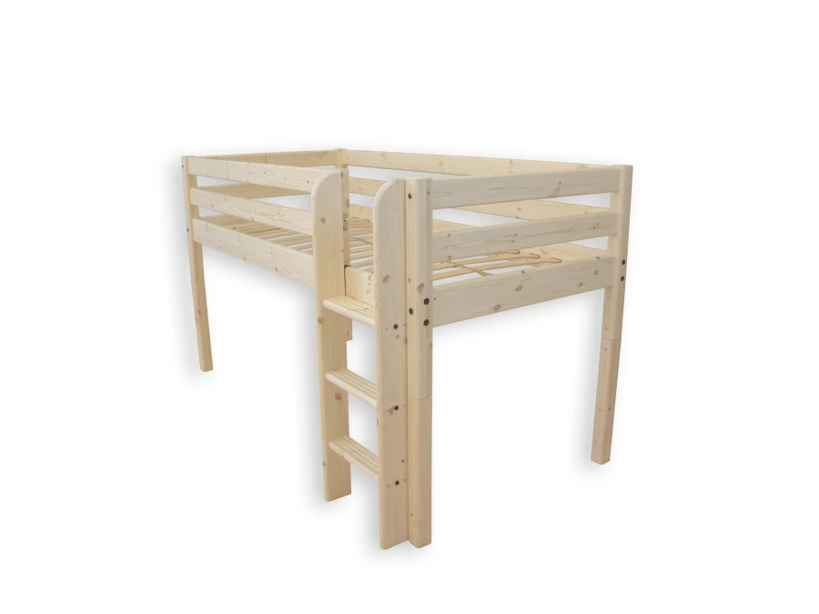 Flexa Classic RAW halfhoogslaper m. rechte ladder 90x200 grenen - Afbeelding 2
