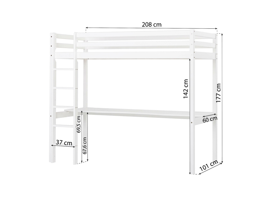 Hoppekids ECO Dream hoogslaper met bureau 90x200 - wit - Afbeelding 8