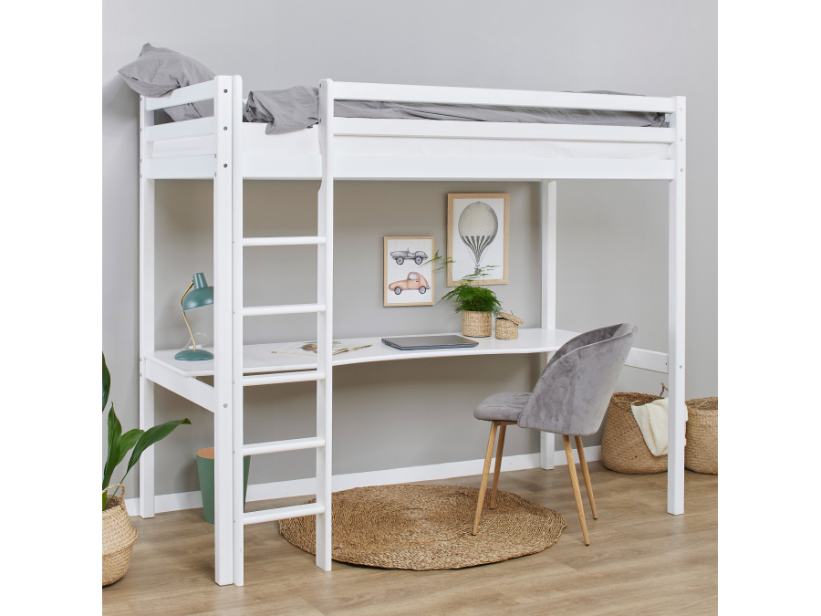 Hoppekids ECO Dream hoogslaper met bureau 90x200 - wit - Afbeelding 2