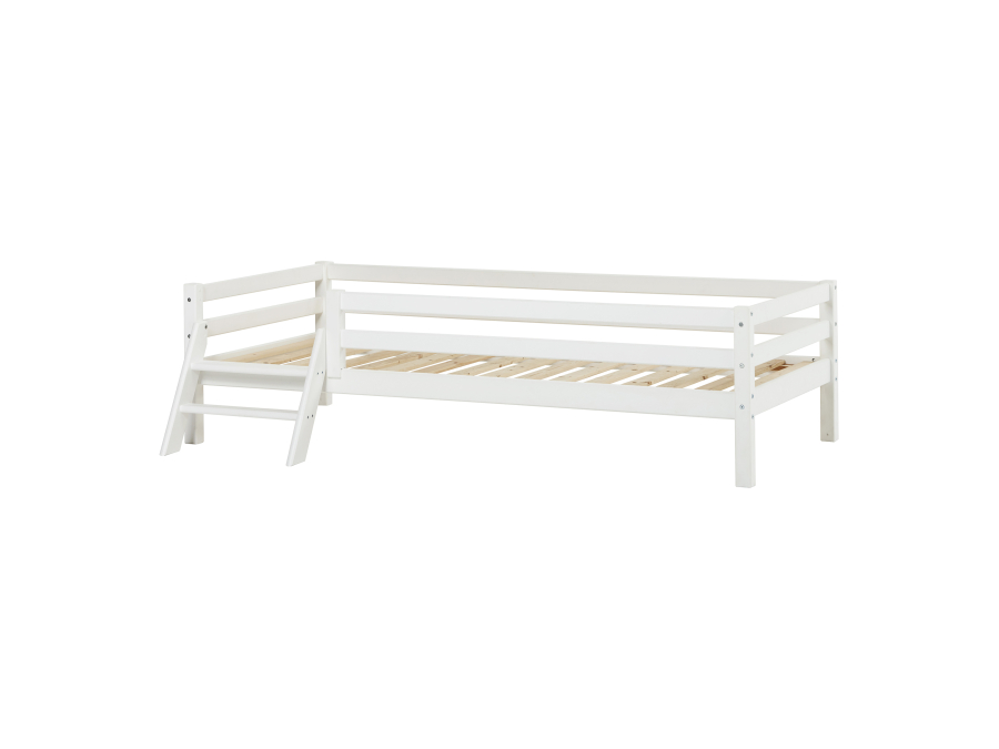 Hoppekids ECO Dream eenpersoonsbed met trapje en uitvalbeschermer 90x200 - wit