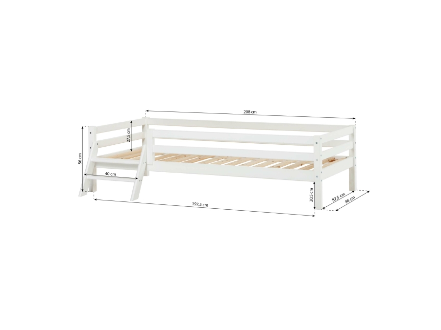 Hoppekids ECO Dream eenpersoonsbed met trapje en uitvalbeschermer 90x200 - wit - Afbeelding 5