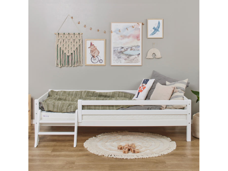 Hoppekids ECO Dream eenpersoonsbed met trapje en uitvalbeschermer 90x200 - wit - Afbeelding 2
