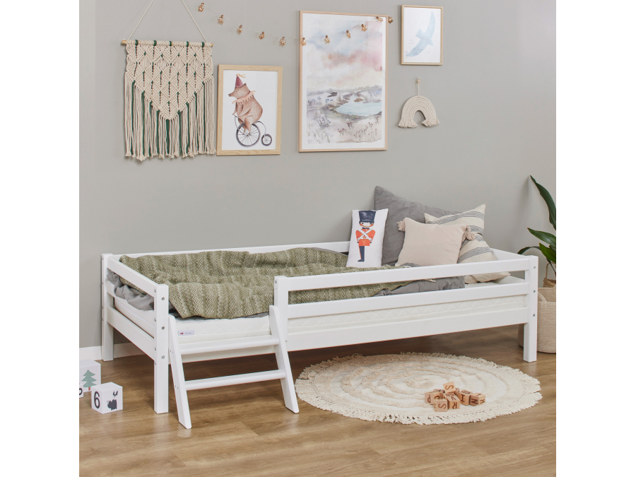 Hoppekids ECO Dream eenpersoonsbed met trapje en uitvalbeschermer 90x200 - wit - Afbeelding 3
