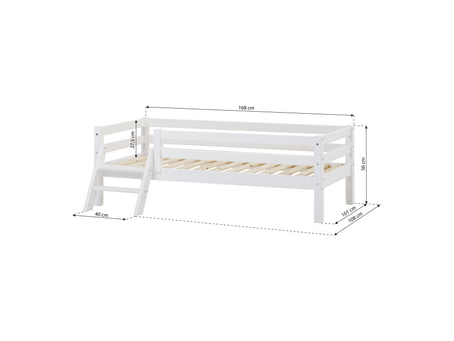 Hoppekids ECO Dream peuterbed met trapje en uitvalbeschermer 70x160 - wit - Afbeelding 6