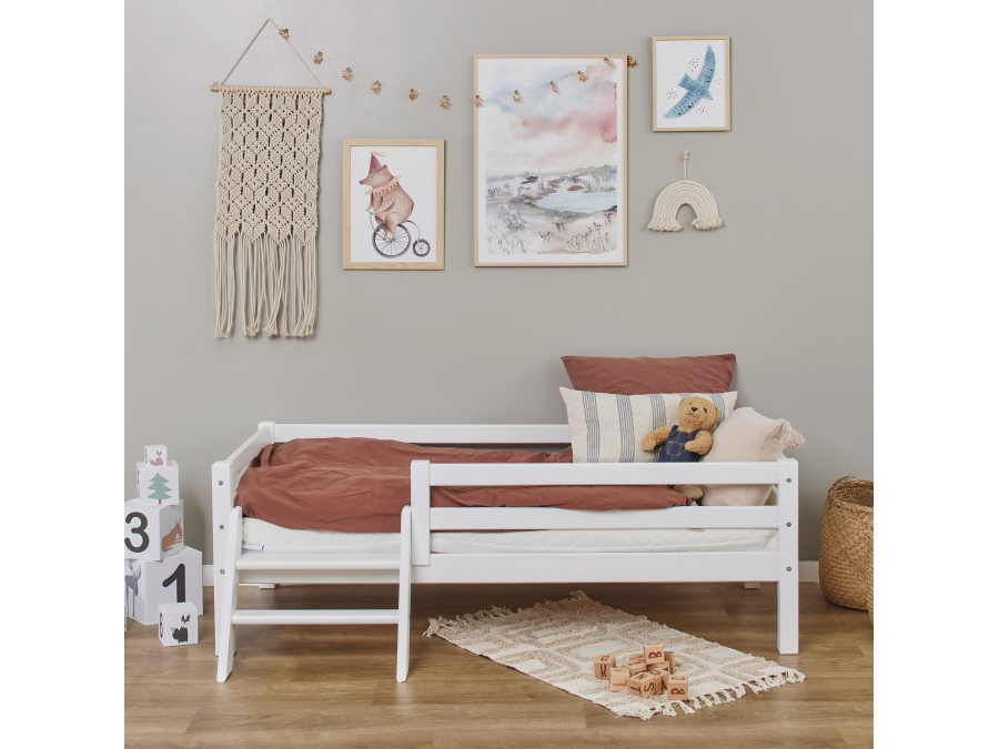 Hoppekids ECO Dream peuterbed met trapje en uitvalbeschermer 70x160 - wit - Afbeelding 2