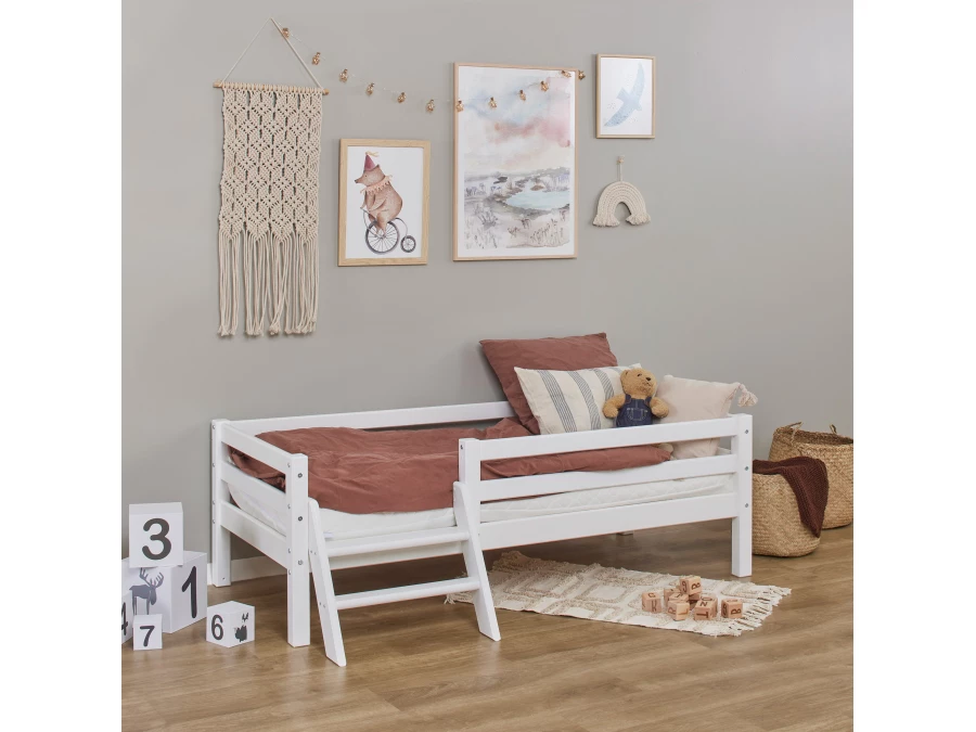 Hoppekids ECO Dream peuterbed met trapje en uitvalbeschermer 70x160 - wit - Afbeelding 3
