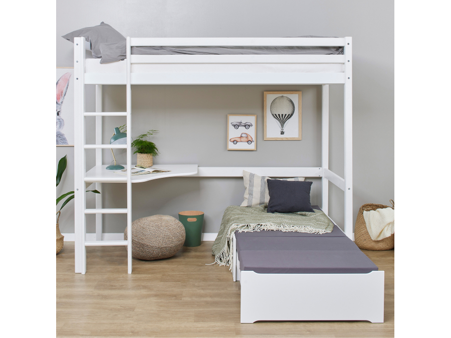 Hoppekids ECO Dream hoogslaper met lounge en bureau 90x200 - wit - Afbeelding 9