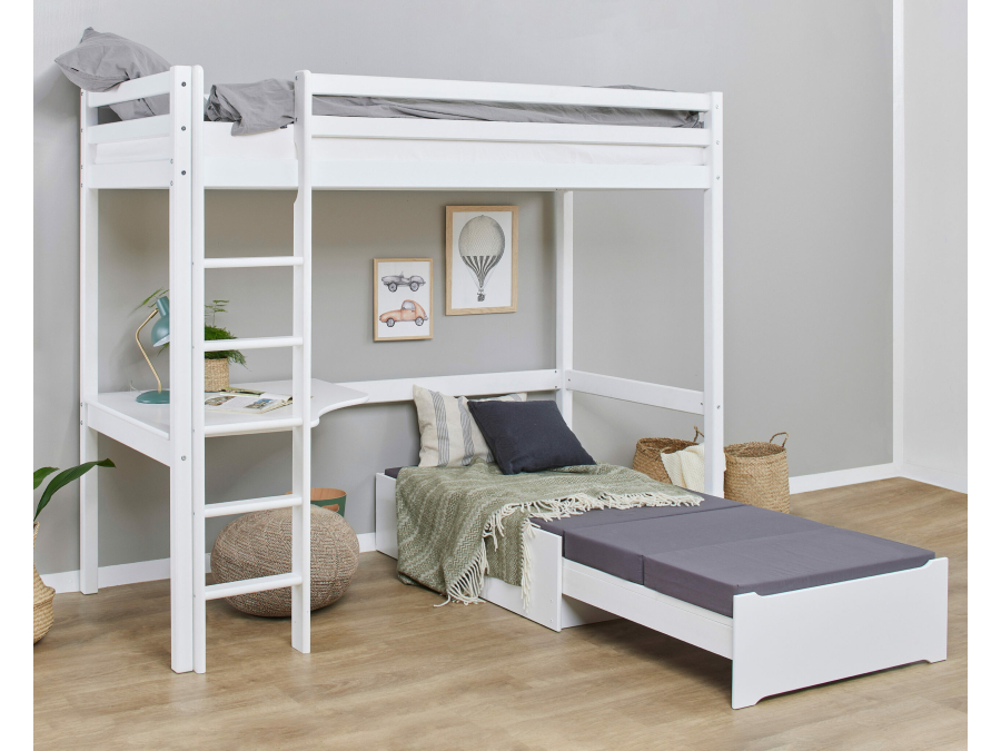 Hoppekids ECO Dream hoogslaper met lounge en bureau 90x200 - wit - Afbeelding 3