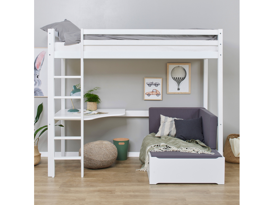 Hoppekids ECO Dream hoogslaper met lounge en bureau 90x200 - wit - Afbeelding 2