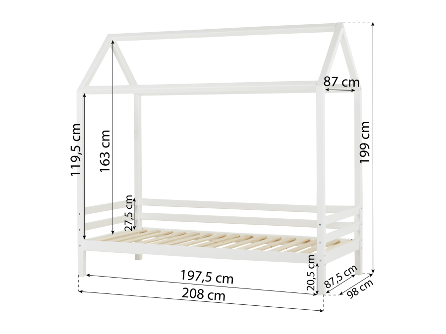 Hoppekids ECO Dream huisbed 90x200 - wit - Afbeelding 6