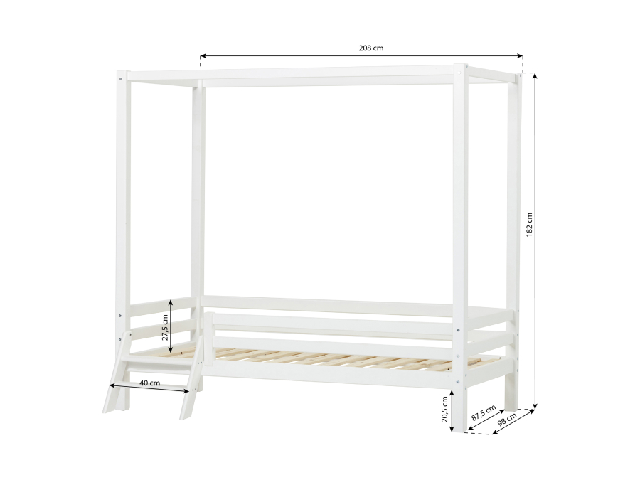 Hoppekids ECO Dream hemelbed met trapje 90x200 - Wit - Afbeelding 6