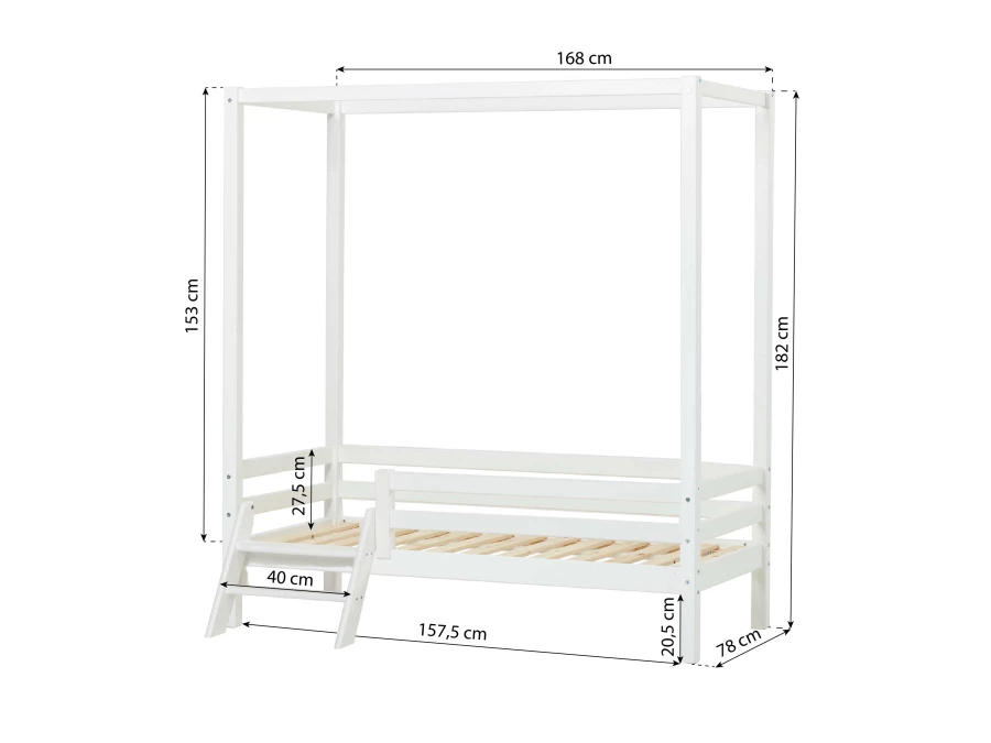 Hoppekids ECO Dream hemelbed met trapje 70x160 - Wit - Afbeelding 7