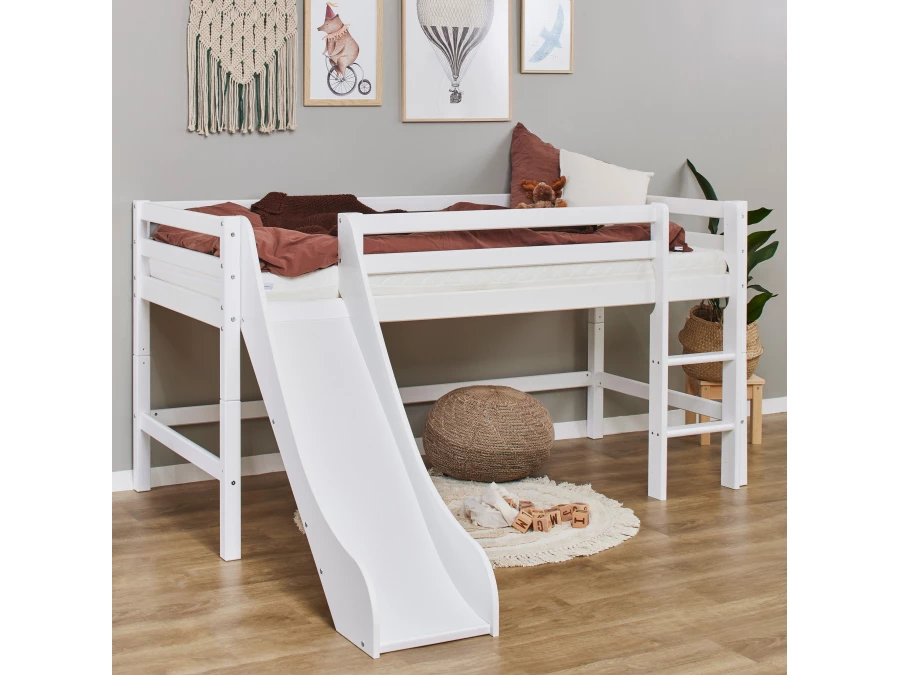 Hoppekids ECO Dream halfhoogslaper met glijbaan 90x200 - wit - Afbeelding 3