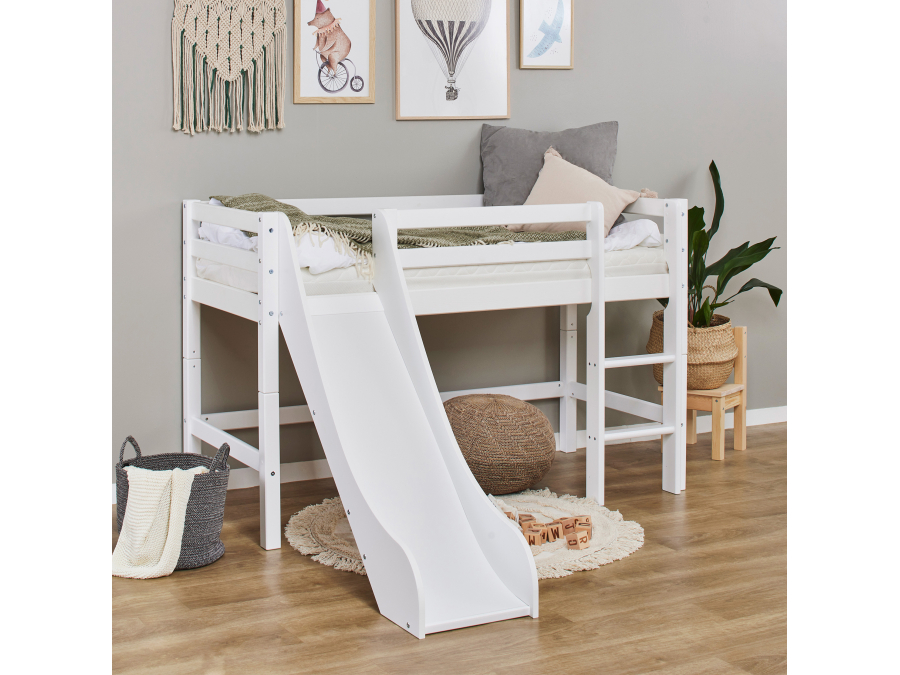 Hoppekids ECO Dream halfhoogslaper met glijbaan 70x160 - wit - Afbeelding 3