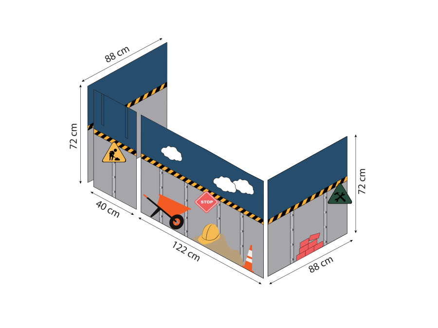 Hoppekids Construction gordijn - halfhoog en stapelbed 90x200 - Afbeelding 9