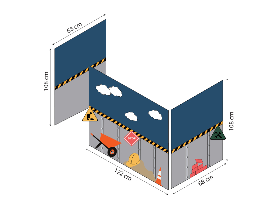 Hoppekids Construction gordijn - verhoogde halfhoogslaper 70x160 - Afbeelding 11