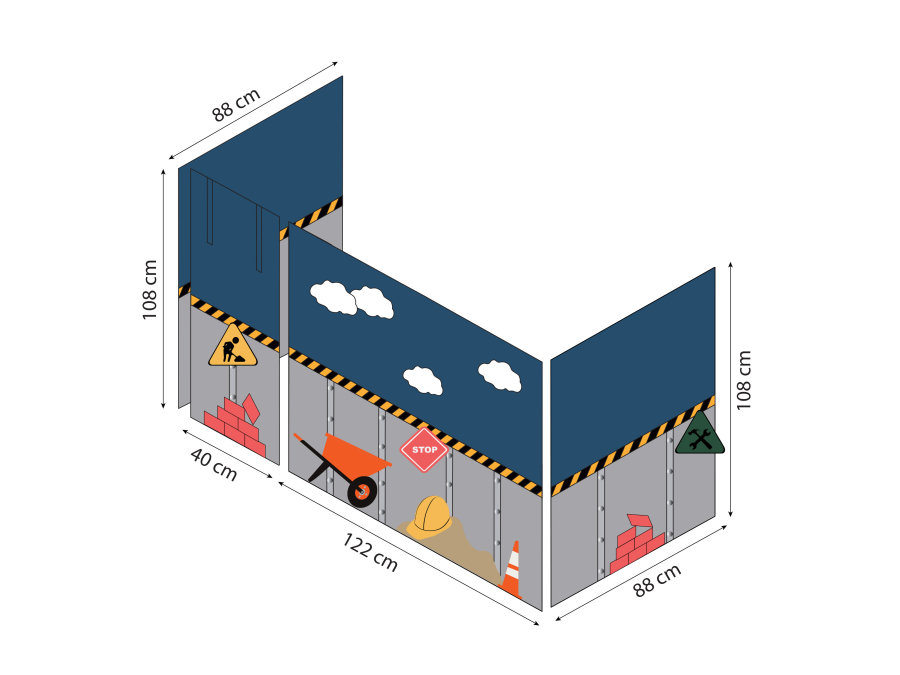 Hoppekids Construction gordijn - verhoogde halfhoogslaper 90x200 - Afbeelding 11