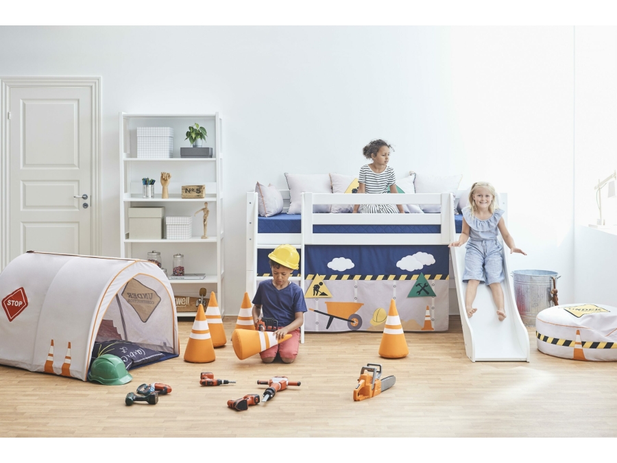 Hoppekids ECO Luxury halfhoogslaper met glijbaan 90x200 - rechte ladder - luxe bodem - Afbeelding 2