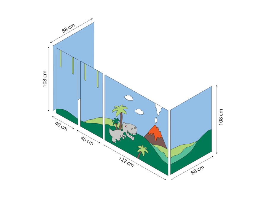 Hoppekids Dinosaur gordijn - verhoogde halfhoogslaper 90x200 - Afbeelding 6
