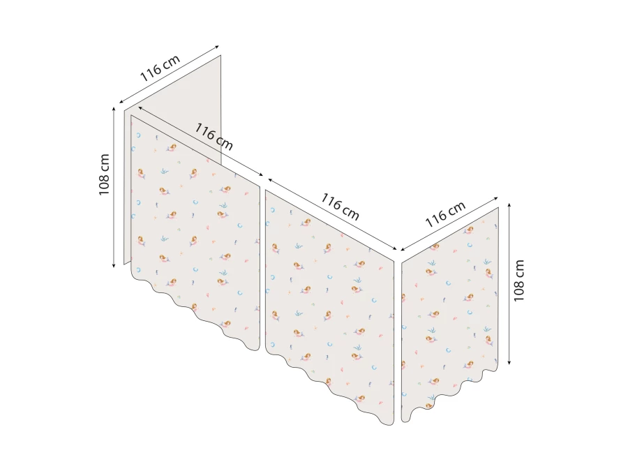 Hoppekids Mermaid gordijn - verhoogde halfhoogslaper 90x200 - Afbeelding 6