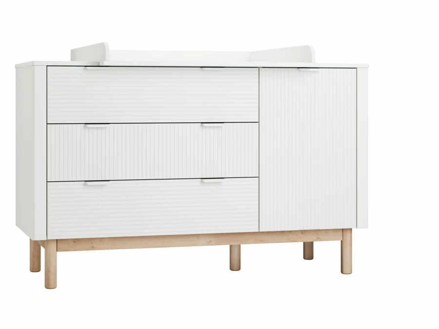 Pinio Miloo 3-delige babykamer met grote commode - wit - Afbeelding 7