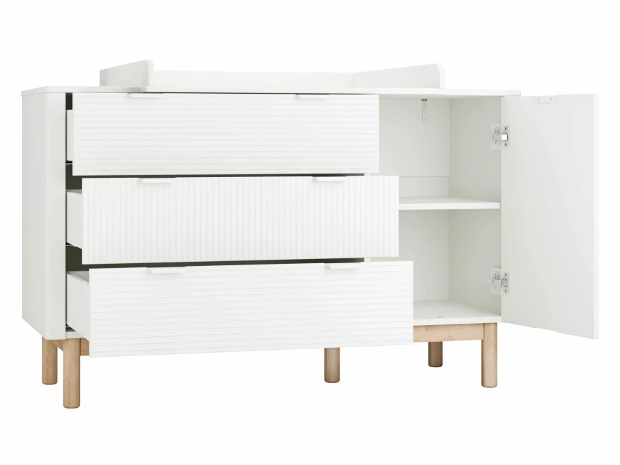 Pinio Miloo 3-delige babykamer met grote commode - wit - Afbeelding 8