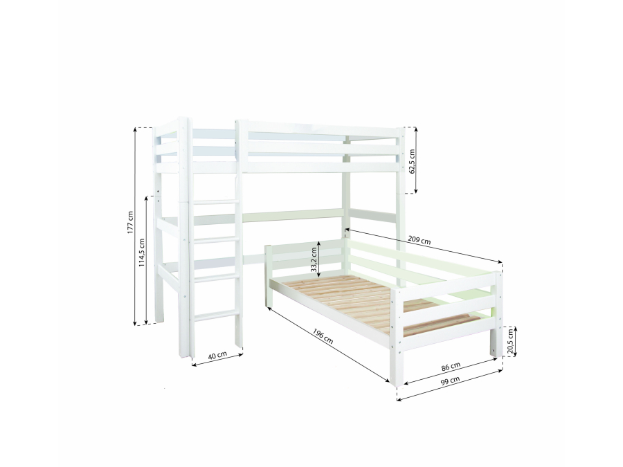 Hoppekids ECO Luxury hoekstapelbed 90x200 - rechte ladder - Afbeelding 2