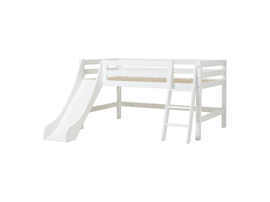 Hoppekids ECO Luxury halfhoogslaper met glijbaan 120x200 - schuine ladder
