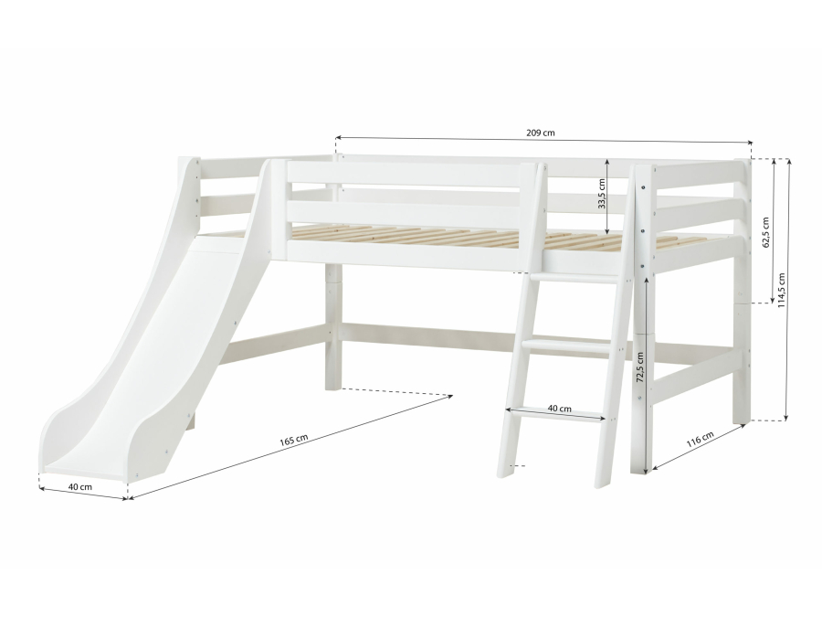 Hoppekids ECO Luxury halfhoogslaper met glijbaan 120x200 - schuine ladder - Afbeelding 4