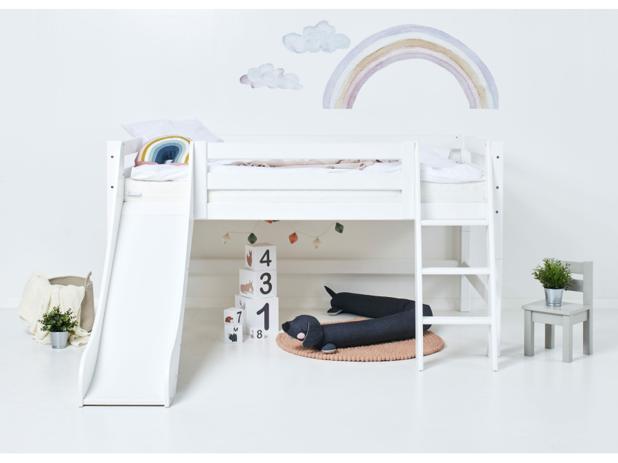 Hoppekids ECO Luxury halfhoogslaper met glijbaan 120x200 - schuine ladder - Afbeelding 2