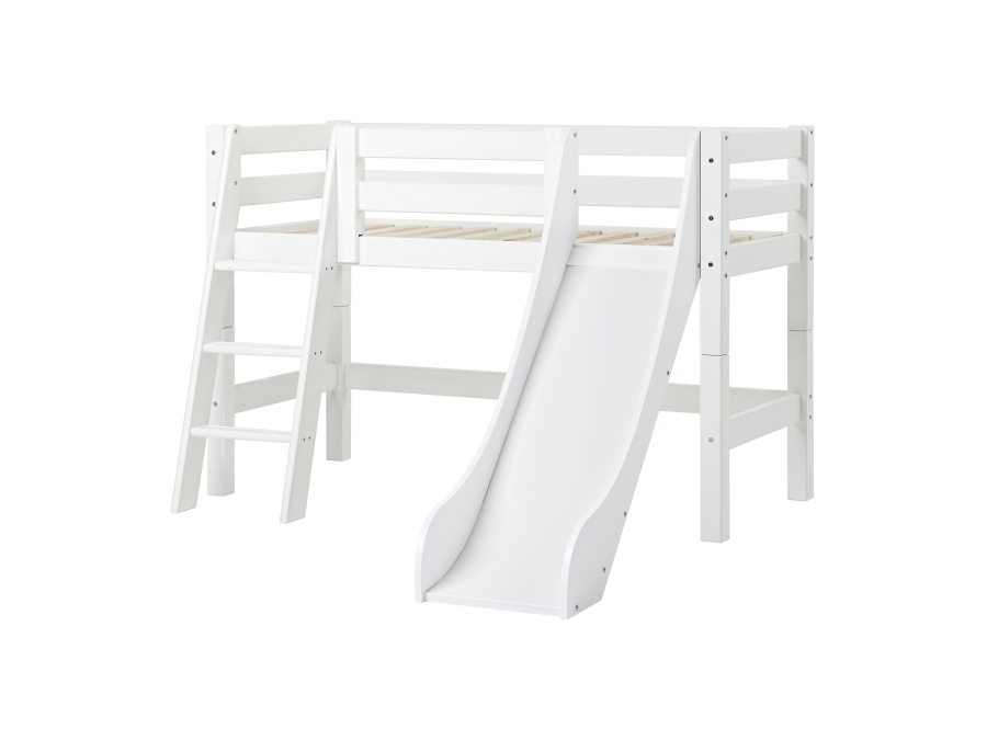 Hoppekids ECO Luxury halfhoogslaper met glijbaan 70x160 - schuine ladder