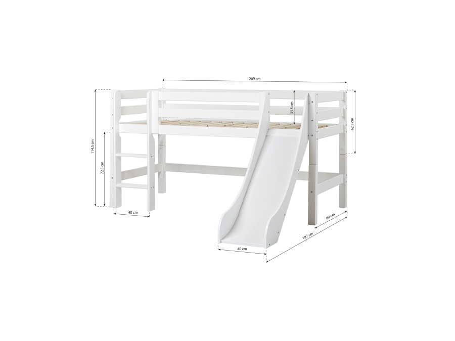Hoppekids ECO Luxury halfhoogslaper met glijbaan 90x200 - rechte ladder - Afbeelding 6