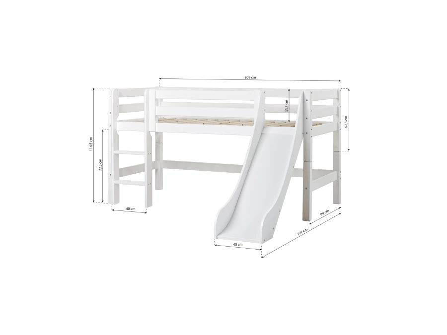 Hoppekids ECO Luxury halfhoogslaper met glijbaan 90x200 - rechte ladder - Afbeelding 6