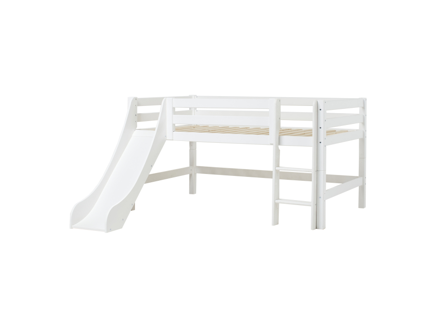Hoppekids ECO Luxury halfhoogslaper met glijbaan 120x200 - rechte ladder