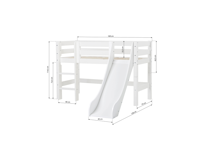 Hoppekids ECO Luxury halfhoogslaper met glijbaan 70x160 - rechte ladder - Afbeelding 6