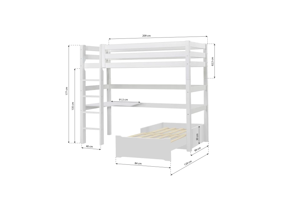 Hoppekids ECO Luxury hoogslaper met bureau en lounge 90x200 - rechte ladder - Afbeelding 8