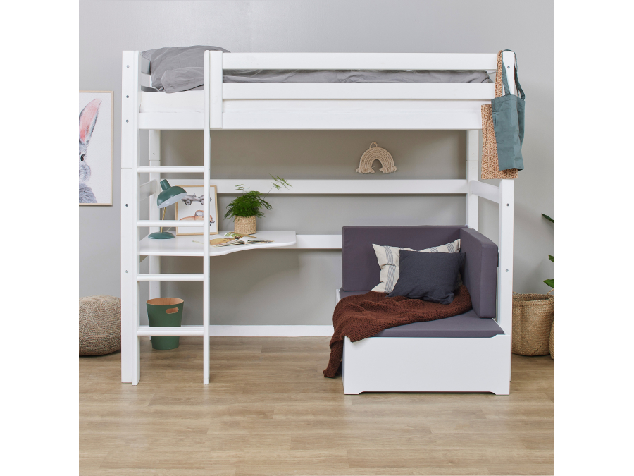Hoppekids ECO Luxury hoogslaper met bureau en lounge 90x200 - rechte ladder - luxe bodem - Afbeelding 2