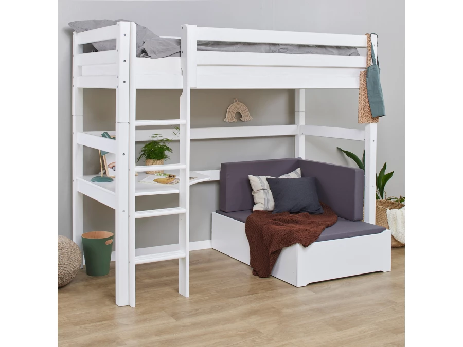 Hoppekids ECO Luxury hoogslaper met bureau en lounge 90x200 - rechte ladder - Afbeelding 2