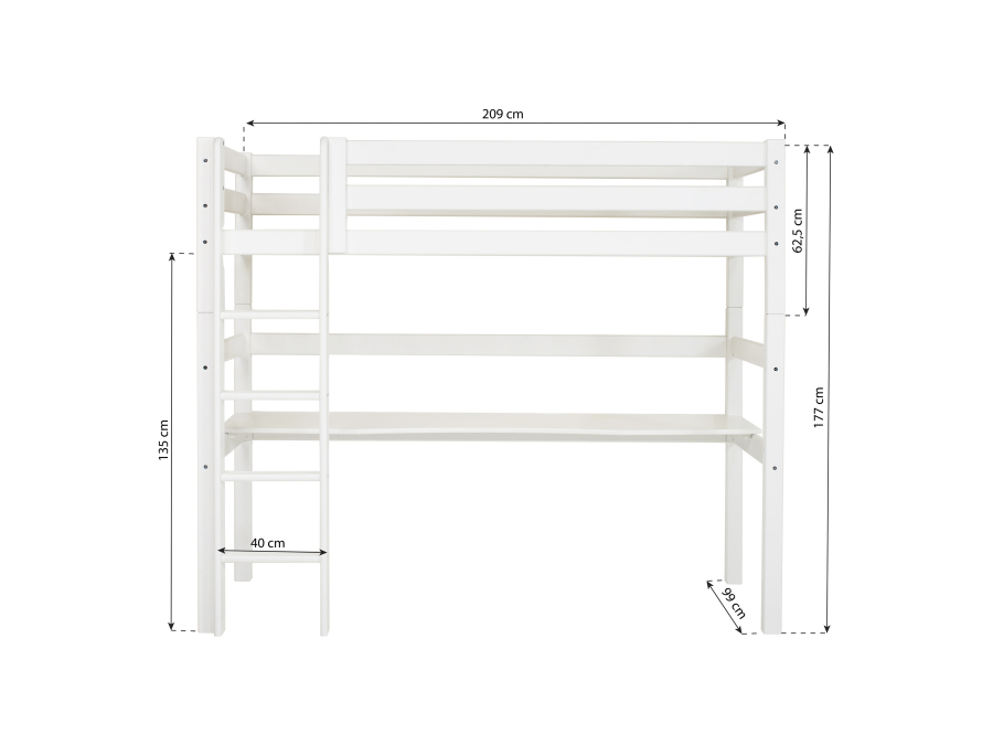 Hoppekids ECO Luxury hoogslaper met bureau 90x200 - rechte ladder - luxe bodem - Afbeelding 6